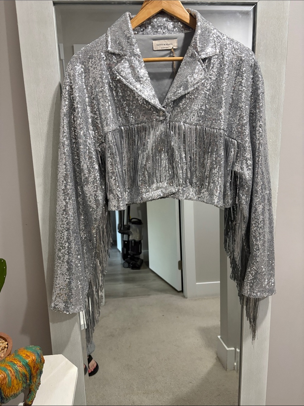 NWT silver sequin Saints & Hearts jacket